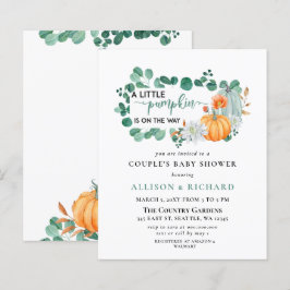 Budget Grey Pumpkin Baby Shower-inbjudan
