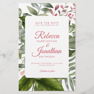 Budget Grey Rosa Foliage Wedding bjudande Flygblad