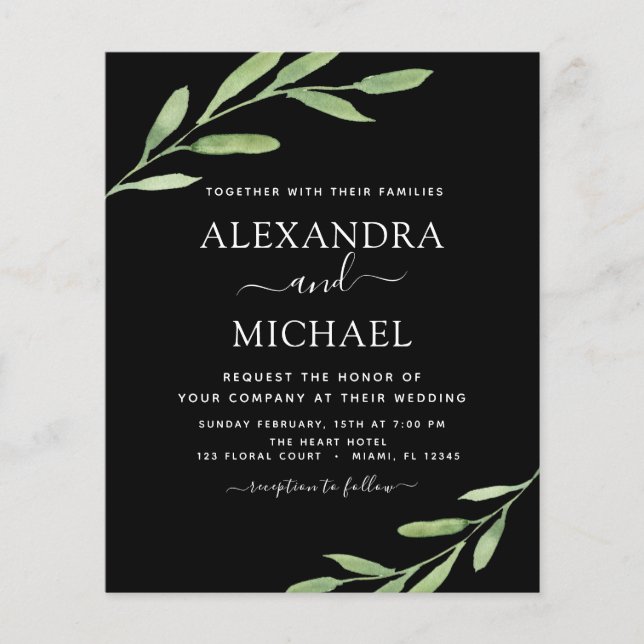 Budget Grey Rustic Simple Elegant bröllop Flygblad (Framsidan)