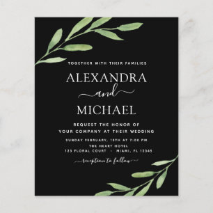 Budget Grey Rustic Simple Elegant bröllop Flygblad