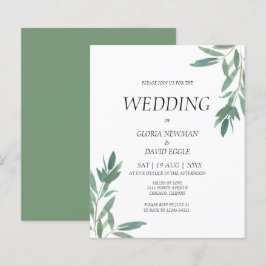 Budget Grey Watercolor bröllopsinbjudan