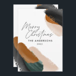 budget grön terrakotta modern minimal akvarell julkort<br><div class="desc">Budget grön terrakotta abstrakt akvarell modernt manus icke-foto julkort. Modernt trendig grön,  beige och terrakotta färgpalett design.</div>