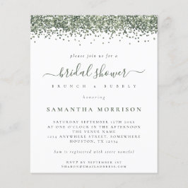 Budget Gröna Glitter Bröllopsdusch Inbjudan