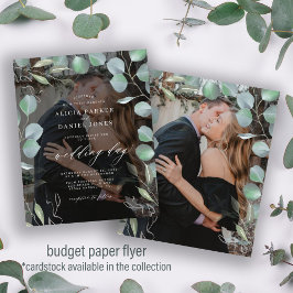 Budget grönska foto bröllopsinbjudan flygblad