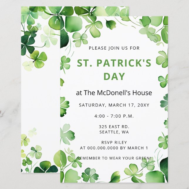 Budget Grönt Klöver Shamrock St patricks day (Fram/baksida)