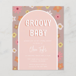 Budget Groovy Retro Girl Baby Shower-inbjudan