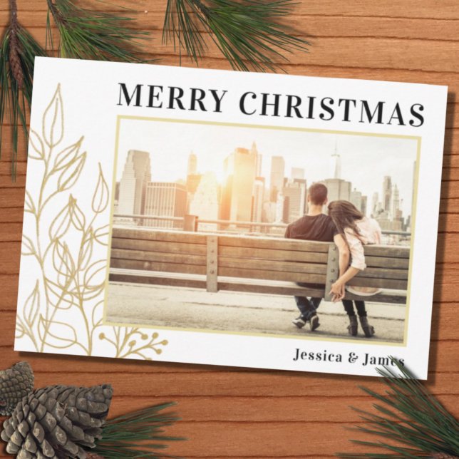 Budget Gul blad Foto God Jul Kort (Skapare uppladdad)