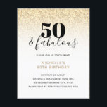 Budget Gul Glitter 50 & Fantastisk Födelsedagsinbj<br><div class="desc">Kan anpassas helt efter dina behov.
© Gorjo Designs. Skapad för dig via Zazzle-plattformen. 

// Letar du efter matchande föremål? Övrig brevpapper från kollektionen finns i avsnittet ‘samlingar’ i min butik.

// Behöver du hjälp med att anpassa din design? Har du andra idéer? Kontakta mig (Zoe) direkt.</div>