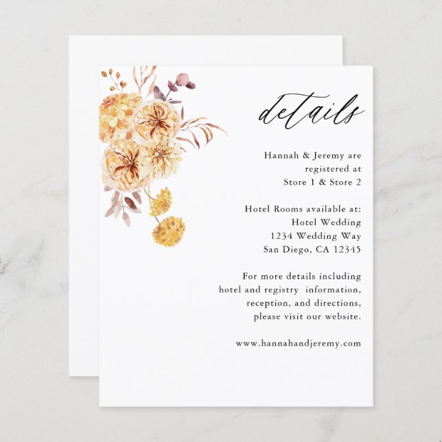 Budget: Gul Gylden Blommig Boho-detaljer (Fram/baksida)