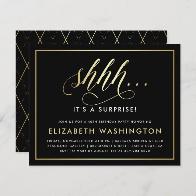 Budget Gul & Svart Överraskningsfest (Fram/baksida)