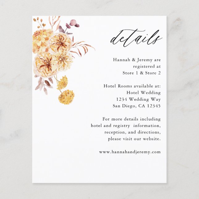 Budget Gula Blommiga Detaljer Flygblad (Framsidan)