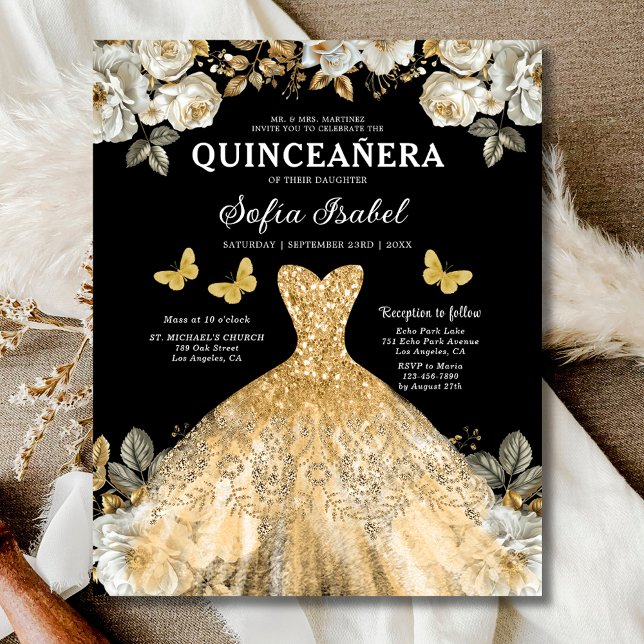 Budget Guld Bilingual Spain Quinceanera Flygblad (Skapare uppladdad)