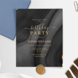 Budget Guld & Black Födelsedagsfest inbjudan