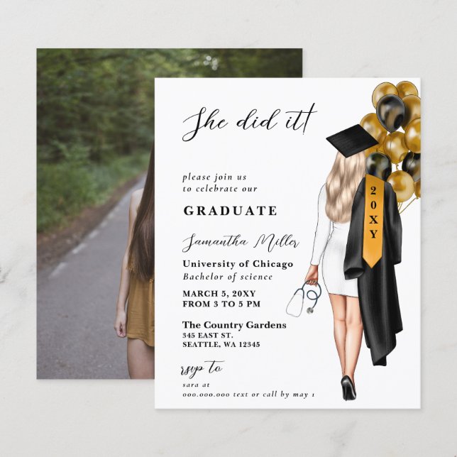 Budget Guld Black Nurse Hon gjorde det Studenten (Fram/baksida)