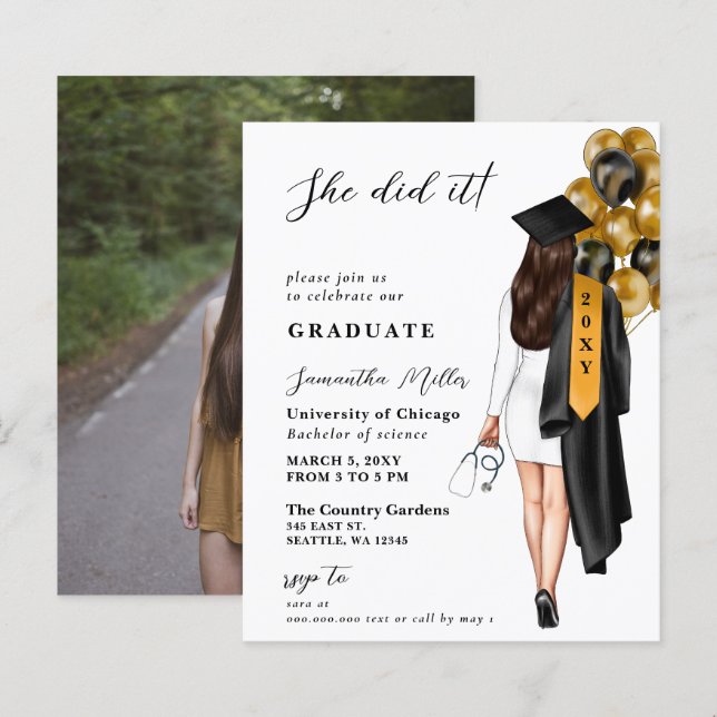 Budget Guld Black Nurse Hon gjorde det Studenten (Fram/baksida)