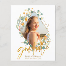 BUDGET Guld Eucalyptus Geometric Grad-inbjudan