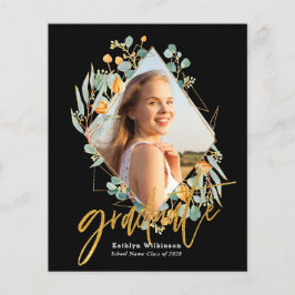 BUDGET Guld Eucalyptus Geometric Grad-meddelande Flygblad