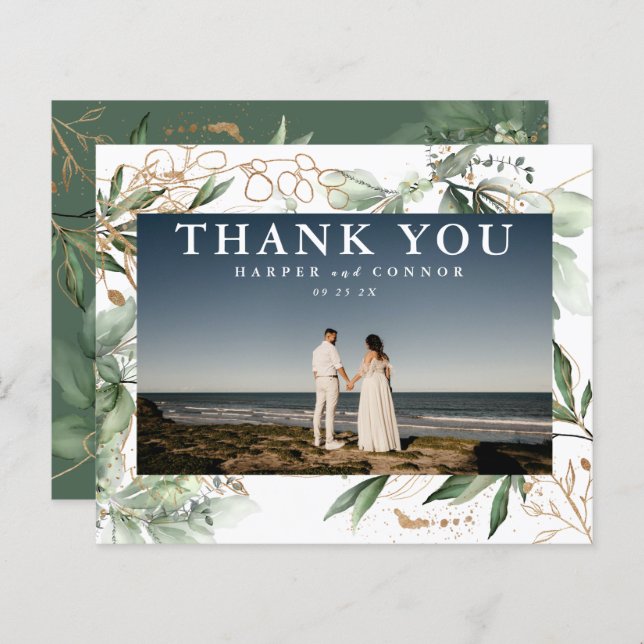 Budget Guld Eucalyptus Greenery Photo Tack (Fram/baksida)