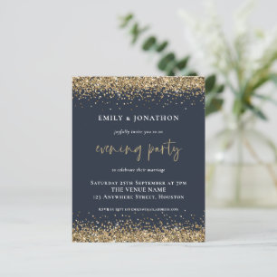 BUDGET Guld Glitter Bröllop Kväll Navyblå