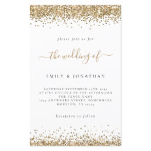 Budget Guld Glitter Bröllop Vitt Inbjudningskort