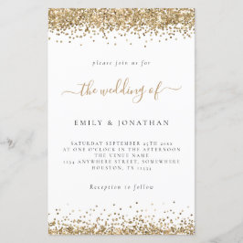 Budget Guld Glitter Bröllop Vitt Inbjudningskort