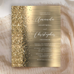 Budget Guld Glitter Bröllopsinbjudan