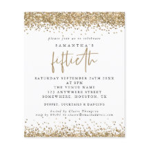 Budget Guld Glitter femtionde partsinbjudan