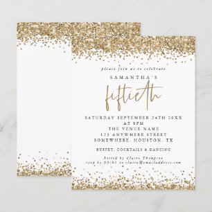 Budget Guld Glitter femtionde partsinbjudan
