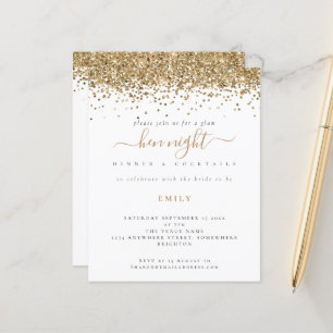 Budget Guld Glitter Hen Nattinbjudan