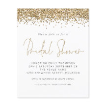 Budget Guld Glitter Inbjudningskort för möhippan