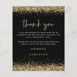 Budget Guld Glitter Quinceañera Party tack, svart