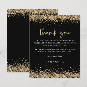 Budget Guld Glitter Quinceañera Party tack, svart