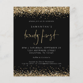 Budget Guld Glitter Svart 21-års Festinbjudan