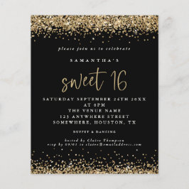 Budget Guld Glitter Sweet 16 Black Birthday