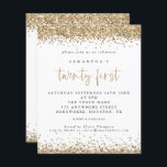 Budget Guld Glitter Tjugoförsta Fests Invitation<br><div class="desc">Ett budgetalternativ med bra valuta för pengarna i en mindre storlek på 4, 5 x 5, 6 tum, semigloss, 110g vikt, som har liknande tjocklek som ett vykort (lämpar sig dock inte att användas som vykort). OBS! Det finns EN inbjudan per ark Första-födelsedagsinbjudan med guldglitter. Eleganta falska guldglitterkanter finns högst...</div>