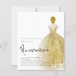 Budget Guld Gown Girl Blonde Hair QR Quinceañera