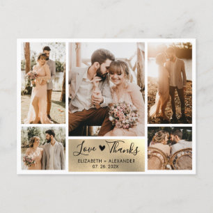 Budget Guld Photo Collage Bröllop Tack Vykort