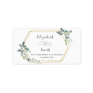 Budget Guld Ram Flyer Rustic Foliage Bröllop Adressetikett