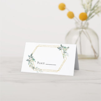 Budget Guld Ram Flyer Rustic Foliage Bröllop Placeringskort