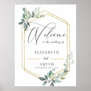 Budget Guld Ram Flyer Rustic Foliage Bröllop Poster