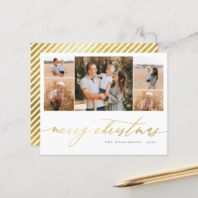 Budget Guld Script 5 Photo Collage God jul (Fram/Back In Situ)