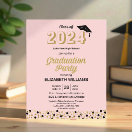 Budget Guld Script Confetti Grad-gruppinbjudan