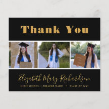 BUDGET Guld Script Modern 3 Photo Grad Tack