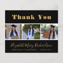 BUDGET Guld Script Modern 3 Photo Grad Tack Flygblad