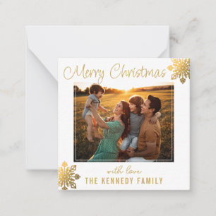Budget Guld Snowflake Mini Julhoilday Photo Anteckningskort