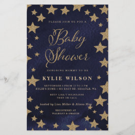 Budget Guld Stars Baby Shower-inbjudan