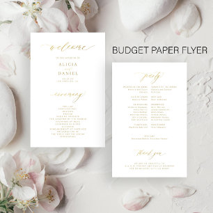 Budget guld typografi enkel bröllopsprogram