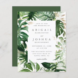 Budget Guld & Watercolor Tropical Greenery Bröllop