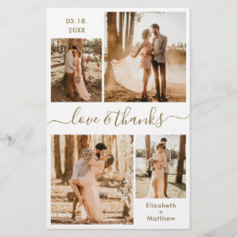 Budget Guld White Collage Bröllop Tack Flyer