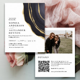 Budget gyllene agat Foto QR-kod bröllopsinbjudan